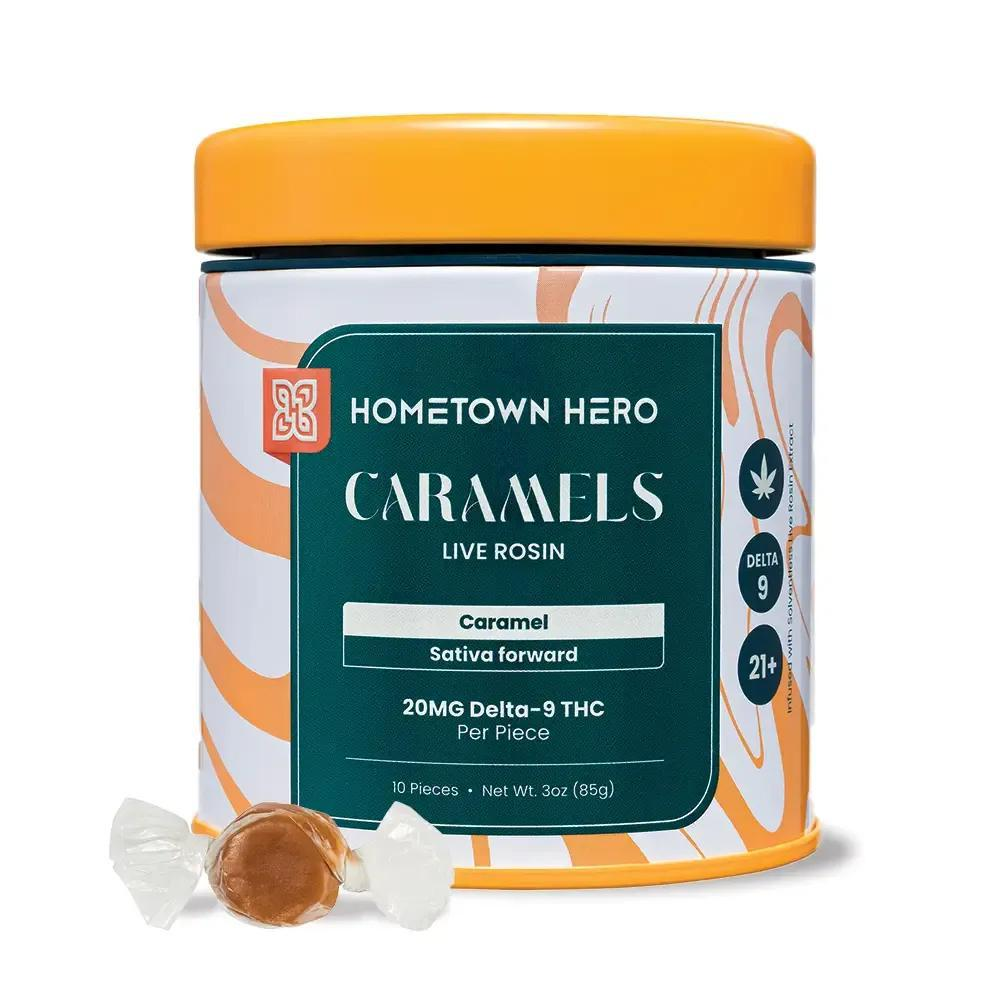 Hometown Hero Live Rosin Delta-9 Caramels - 10 Ct